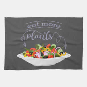 Eat more plants fresh salad motivation lettering tea towel
