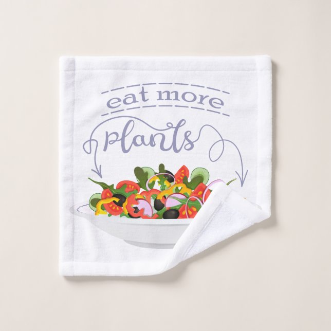 Eat more plants fresh salad motivation lettering wash cloth (Wash Cloth)