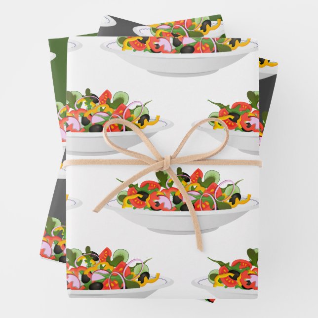 Eat more plants fresh salad motivation lettering wrapping paper sheet (In situ)