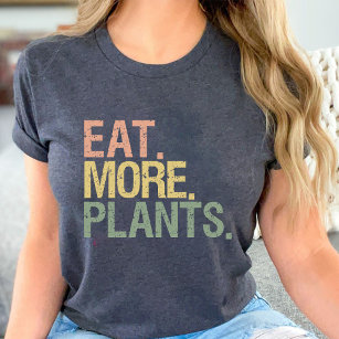 Eat More Plants Retro Vintage Vegetarian Black T-Shirt