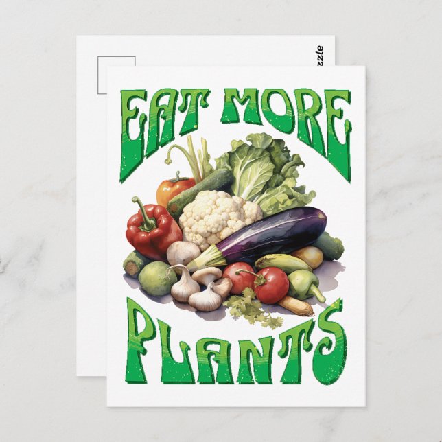 Eat More Plants Vegetarian Postcard (Front/Back)