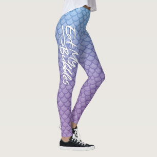 "Eat My Bubbles" Blue/Purple scales Swim Life Leggings