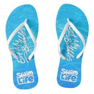 "Eat My Bubbles" Cool Pool colour Swim Life Jandals