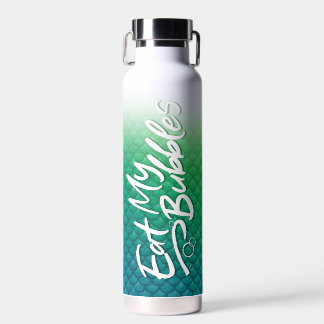 "Eat My Bubbles" Green/Teal scales Swim Life Water Bottle