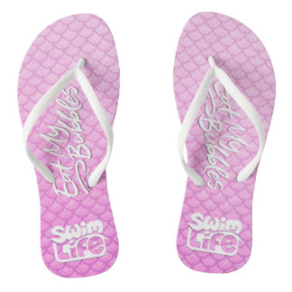 "Eat My Bubbles" Pink scales Swim Life Jandals