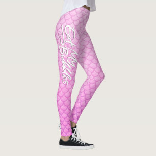 "Eat My Bubbles" Pink scales Swim Life Leggings