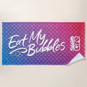 "Eat My Bubbles" Swim Life Pink/Purple/Blue Scales Beach Towel