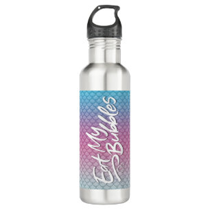 "Eat My Bubbles" Teal/Pink/Foam scales Swim Life 710 Ml Water Bottle