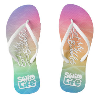 "Eat My Bubbles" Unicorn Bathwater colour Swim Lif Jandals