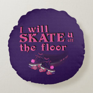 Eat My Dust Rollerskating Round Throw Pillow