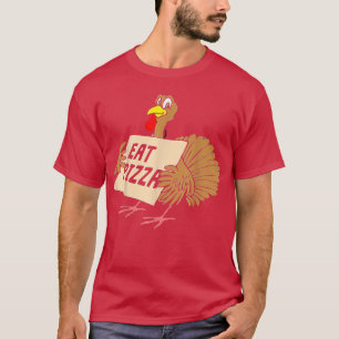 Eat Pizza Funny Turkey With Mask Thanksgiving Holi T-Shirt