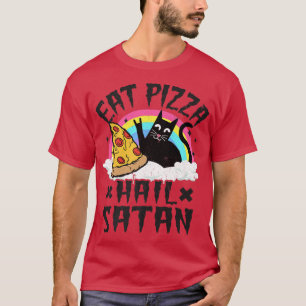 Eat Pizza Hail Satan Cat Punk Rock Band Death Meta T-Shirt