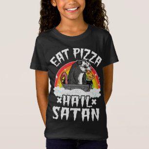 Eat Pizza Hail Satan Opossum Rainbow Kids Funny De T-Shirt