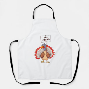 Eat Pizza Turkey Thanksgiving Adult Vegan Funny  Apron