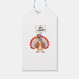 Eat Pizza Turkey Thanksgiving Adult Vegan Funny Gift Tags