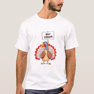 Eat Pizza Turkey Thanksgiving Adult Vegan Funny  T-Shirt