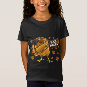 Eat Pizza Turkey Thanksgiving Adult Vegan Kids Fun T-Shirt