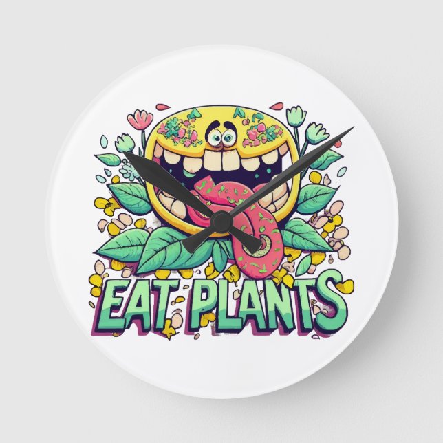 Eat Plants Round Clock (Front)