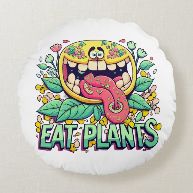 Eat Plants Round Cushion (Front)
