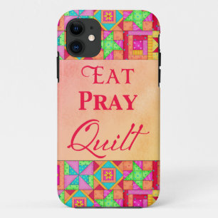 Eat Pray Quilt Colorful Patchwork Block Art Case-Mate iPhone Case