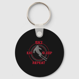 Eat ski sleep repeat skiing key ring