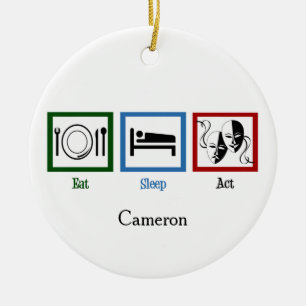 Eat Sleep Act Ceramic Tree Decoration