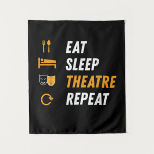 Eat Sleep Actress Repeat - Funny Musical Graphic Tapestry
