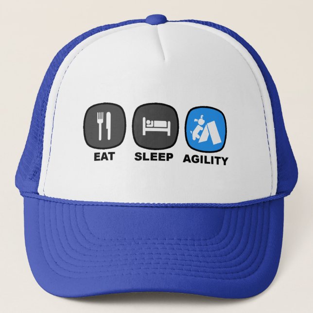 Eat. Sleep. Agility. Blue. Trucker Hat (Front)