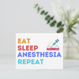 EAT SLEEP ANESTHESIA REPEAT - ANESTHESIA POSTCARD
