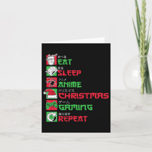 Eat Sleep Anime Gaming Christmas Pajama X-mas Holi Card