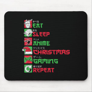 Eat Sleep Anime Gaming Christmas Pajama X-mas Holi Mouse Pad