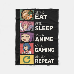 Eat Sleep Anime Gaming Repeat Fleece Blanket