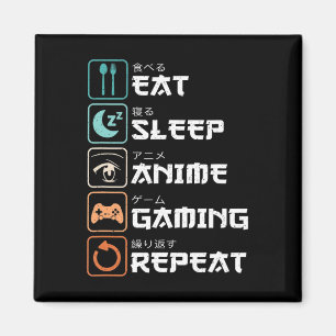 Eat Sleep Anime Gaming Repeat Fun Otaku Gamer  Magnet