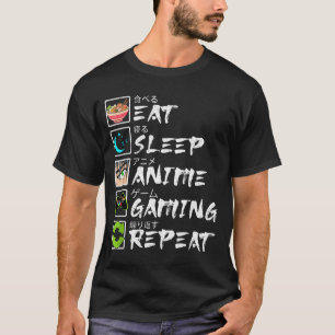 Eat Sleep Anime Gaming Repeat Gamer Men Teen Boy A T-Shirt