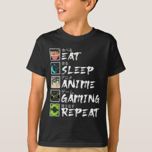 Eat Sleep Anime Gaming Repeat Gamer Men Teen Boy A T-Shirt