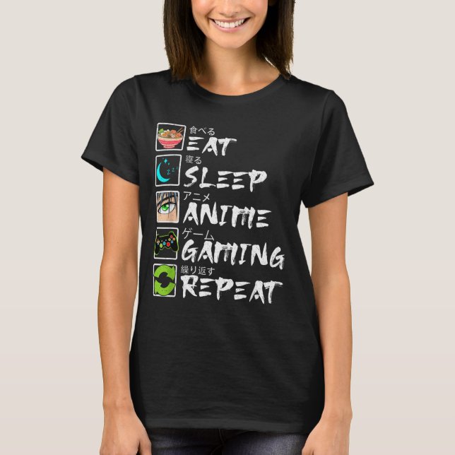 Eat Sleep Anime Gaming Repeat Gamer Men Teen Boy A T-Shirt (Front)