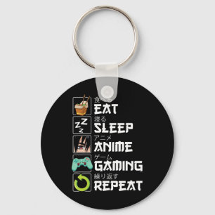 Eat Sleep Anime Gaming Repeat Kawaii Otaku Anime M Key Ring