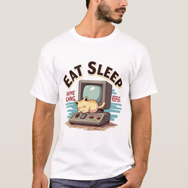 Eat Sleep Anime Gaming Repeat Kawaii Otaku Anime M T-Shirt (Front)