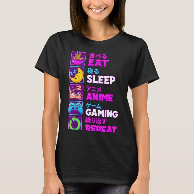 Eat Sleep Anime Gaming Repeat Kawaii Otaku Anime M T-Shirt (Front)