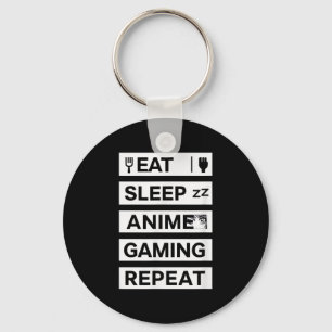 Eat Sleep Anime Gaming Repeat Otaku Gamer Humour Key Ring