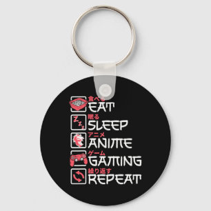 Eat Sleep Anime Gaming Repeat Otaku Gamer Japanese Key Ring