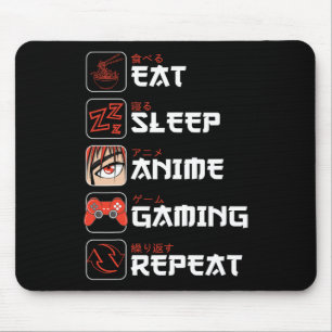 Eat Sleep Anime Gaming Repeat Shirt Teen Boys Kids Mouse Pad