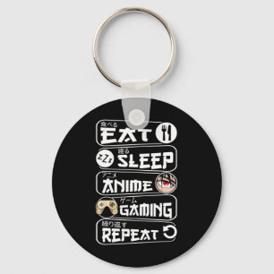 Eat Sleep Anime Gaming Shirt Repeat Kawaii Anime G Key Ring
