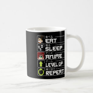 Eat Sleep Anime Level Up Repeat Otaku Anime Manga Coffee Mug