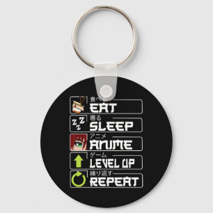 Eat Sleep Anime Level Up Repeat Otaku Anime Manga Key Ring
