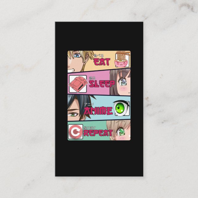 Eat Sleep Anime Lover Otaku Girl Japanese Ramen Business Card (Front)