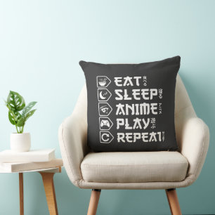 Eat Sleep Anime Play Repeat Otaku Anime Lifestyle Cushion