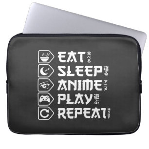 Eat Sleep Anime Play Repeat Otaku Anime Lifestyle Laptop Sleeve