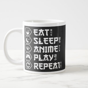 Eat Sleep Anime Play Repeat Otaku Anime Lifestyle Large Coffee Mug