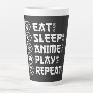 Eat Sleep Anime Play Repeat Otaku Anime Lifestyle Latte Mug